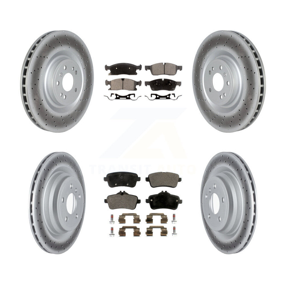 Front Rear Coated Disc Brake Rotors And Semi-Metallic Pads Kit For Mercedes-Benz GLE400 KGF-104095