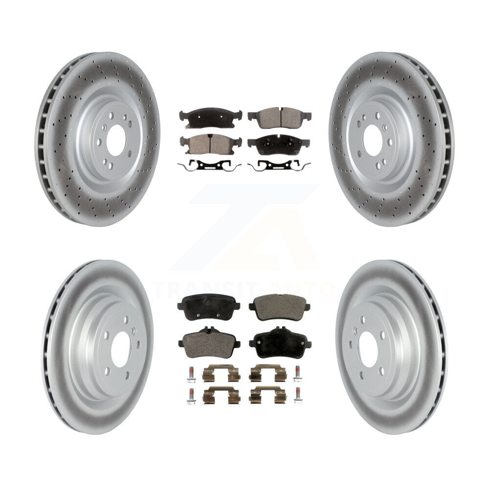 Front Rear Coated Disc Brake Rotors And Semi-Metallic Pads Kit For Mercedes-Benz GLE400 KGF-104096