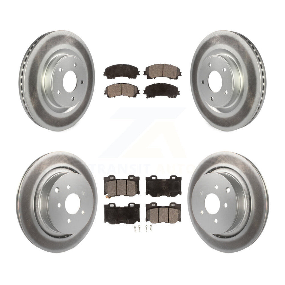 Front Rear Coated Disc Brake Rotors And Semi-Metallic Pads Kit For INFINITI Q50 Q60 KGF-104101