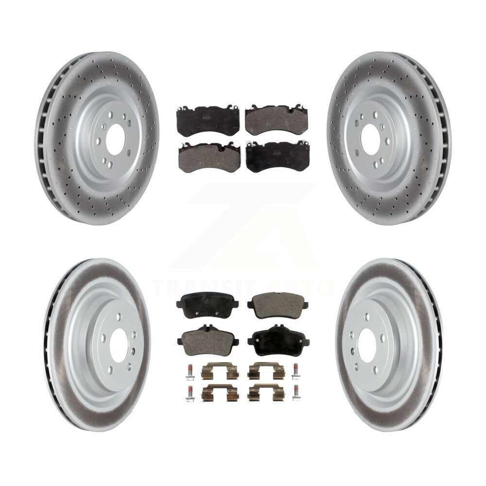 Front Rear Coated Disc Brake Rotors And Semi-Metallic Pads Kit For Mercedes-Benz ML63 AMG KGF-104104