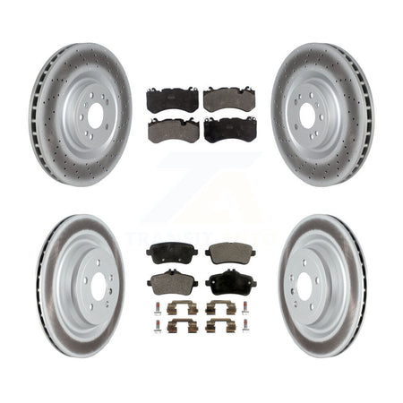 Front Rear Coated Disc Brake Rotors And Semi-Metallic Pads Kit For Mercedes-Benz ML63 AMG KGF-104104