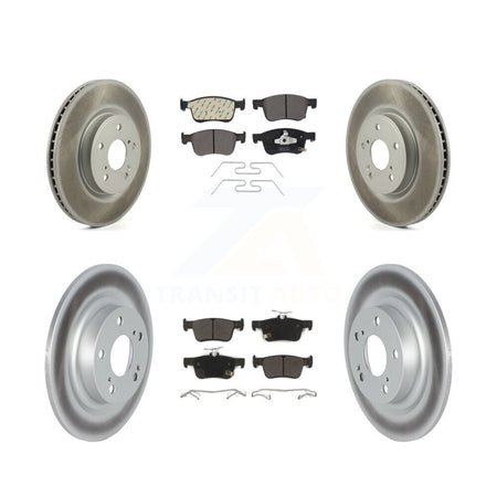 Front Rear Coated Disc Brake Rotors And Semi-Metallic Pad Kit For 2024 Acura Integra 1.5L KGF-104105
