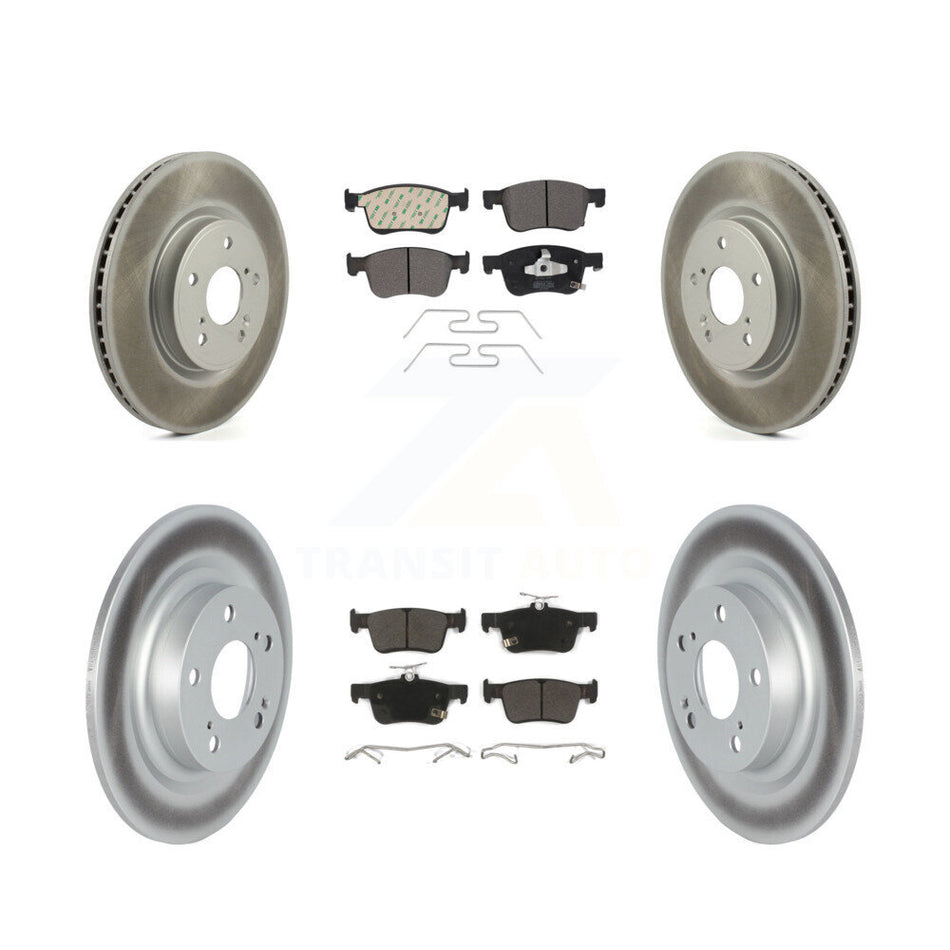 Front Rear Coated Disc Brake Rotors And Semi-Metallic Pad Kit For 2024 Acura Integra 1.5L KGF-104105