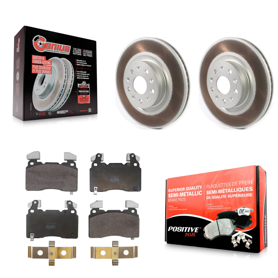 Front Coated Disc Brake Rotor Semi-Metallic Pad Kit For Cadillac Chevrolet Camaro CTS CT6 KGF-104109