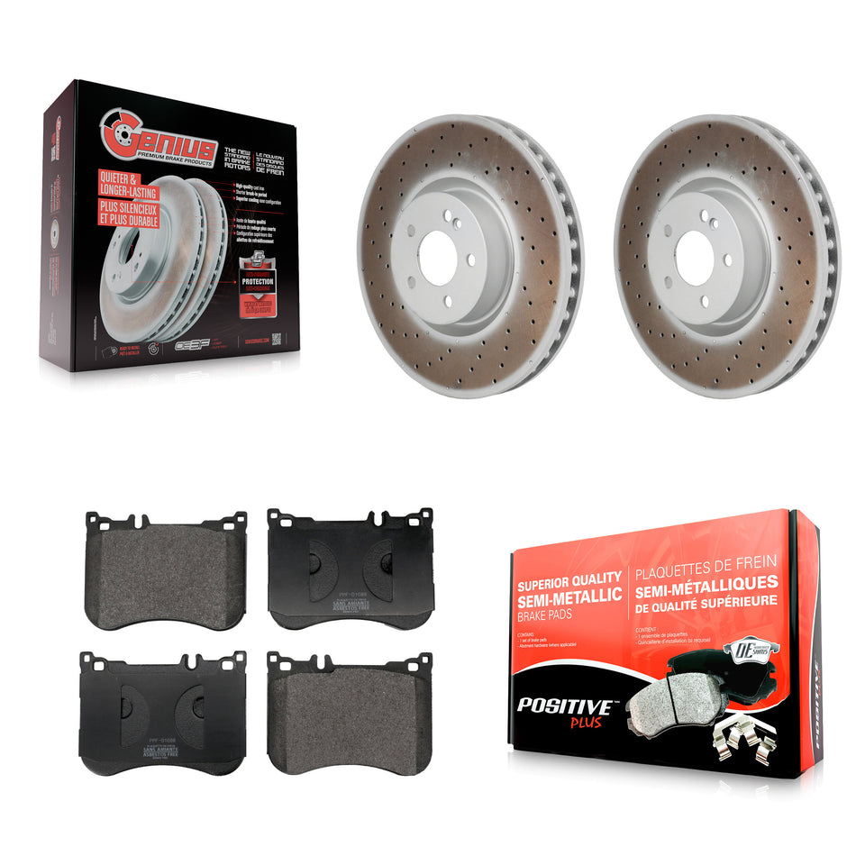 Front Coated Disc Brake Rotors And Semi-Metallic Pads Kit For Mercedes-Benz E53 AMG KGF-104114