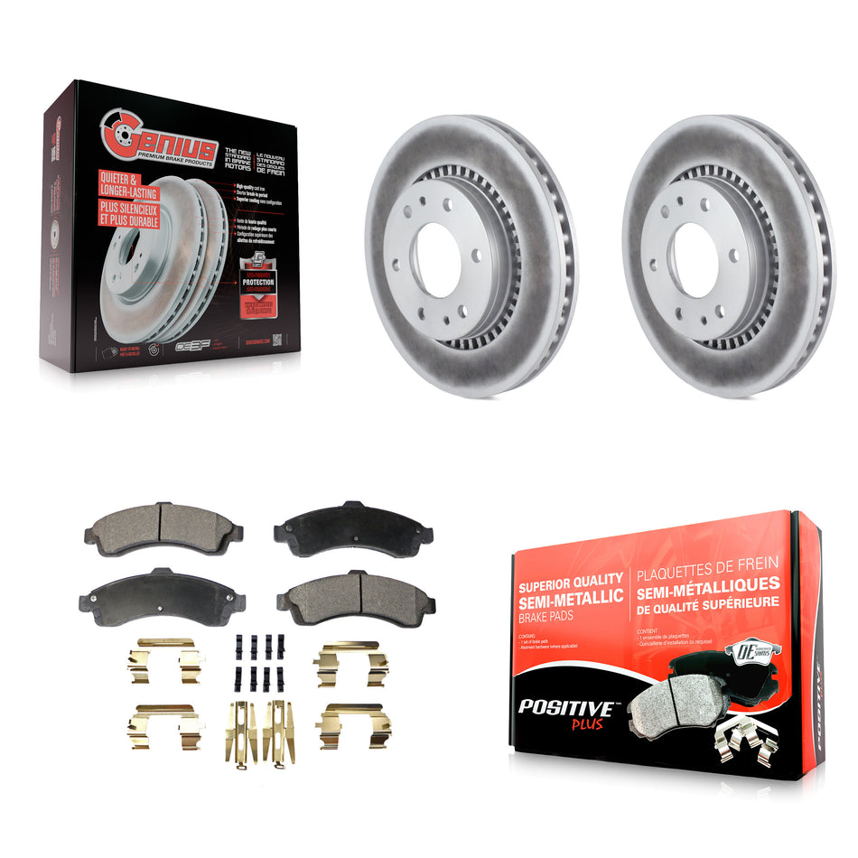 Front Coat Brake Rotor Semi-Metallic Pad Kit For 2006 Isuzu Ascender With 3rd Row Seating KGF-104118