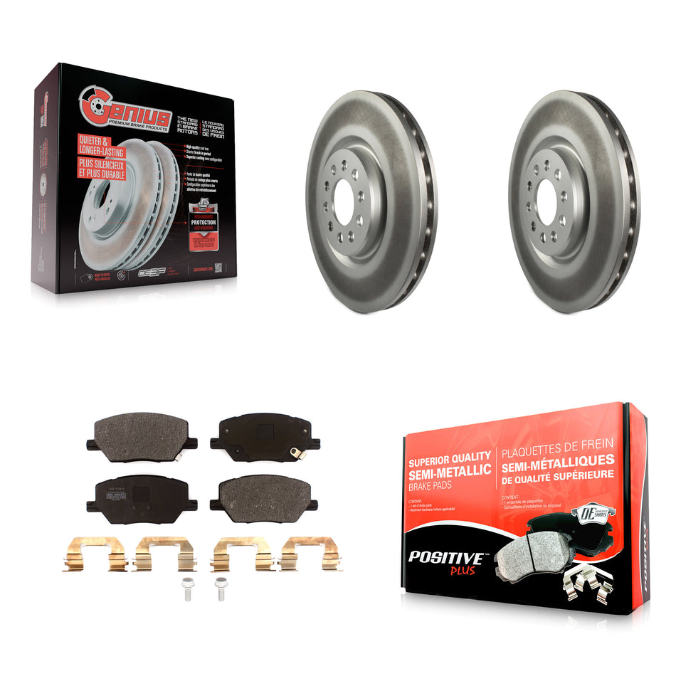 Front Coated Disc Brake Rotors & Semi-Metallic Pad Kit For 2023 Jeep Compass Dodge Hornet KGF-104123