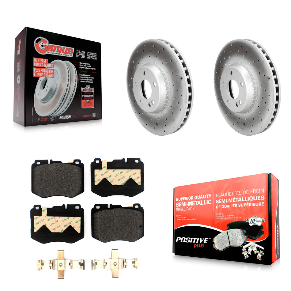 Front Coated Disc Brake Rotor And Semi-Metallic Pad Kit For Mercedes-Benz C300 C400 C350e KGF-104133
