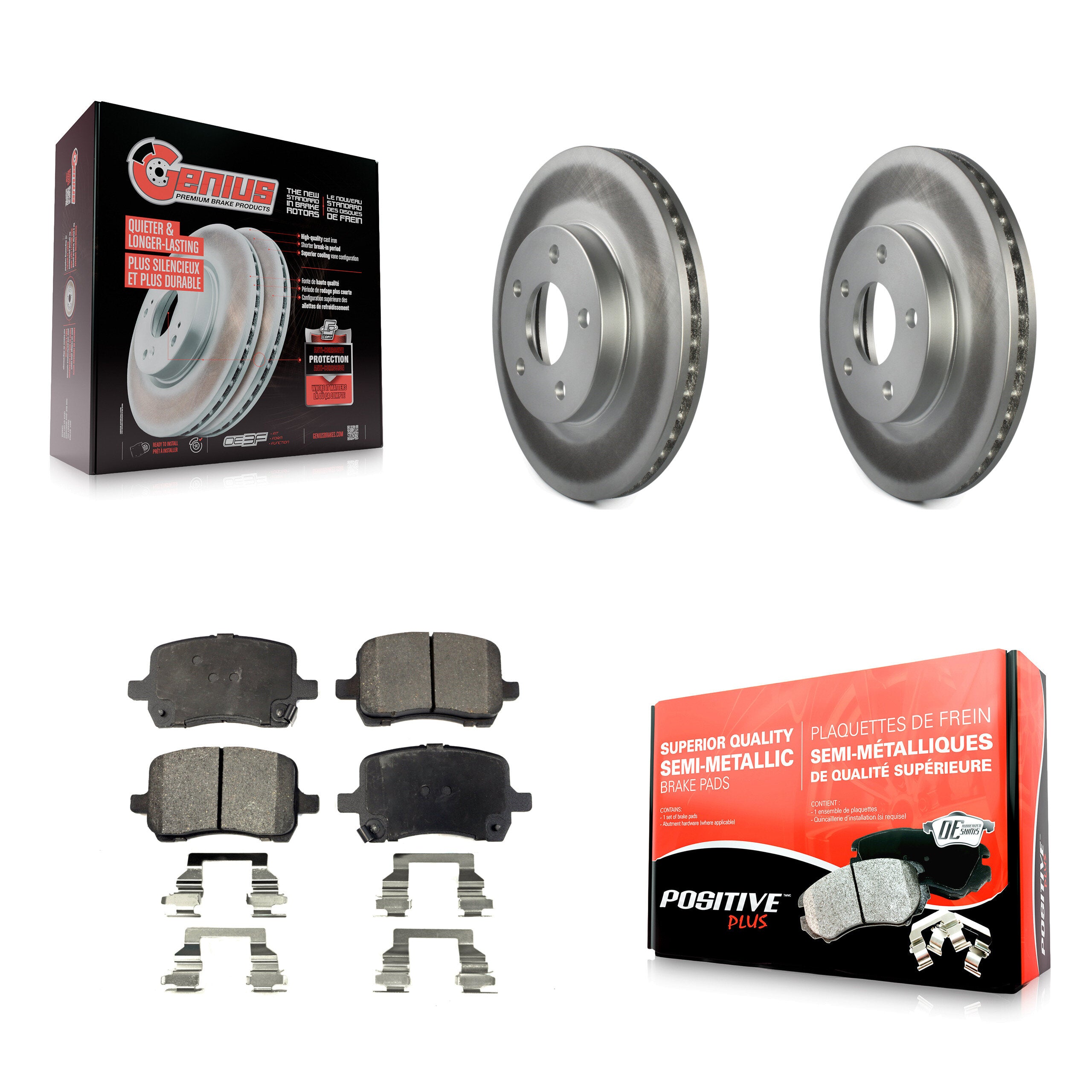 Front Coated Brake Rotors Semi-Metallic Pad Kit For 2007-2008 Pontiac G5 Disc rear brakes KGF-104135