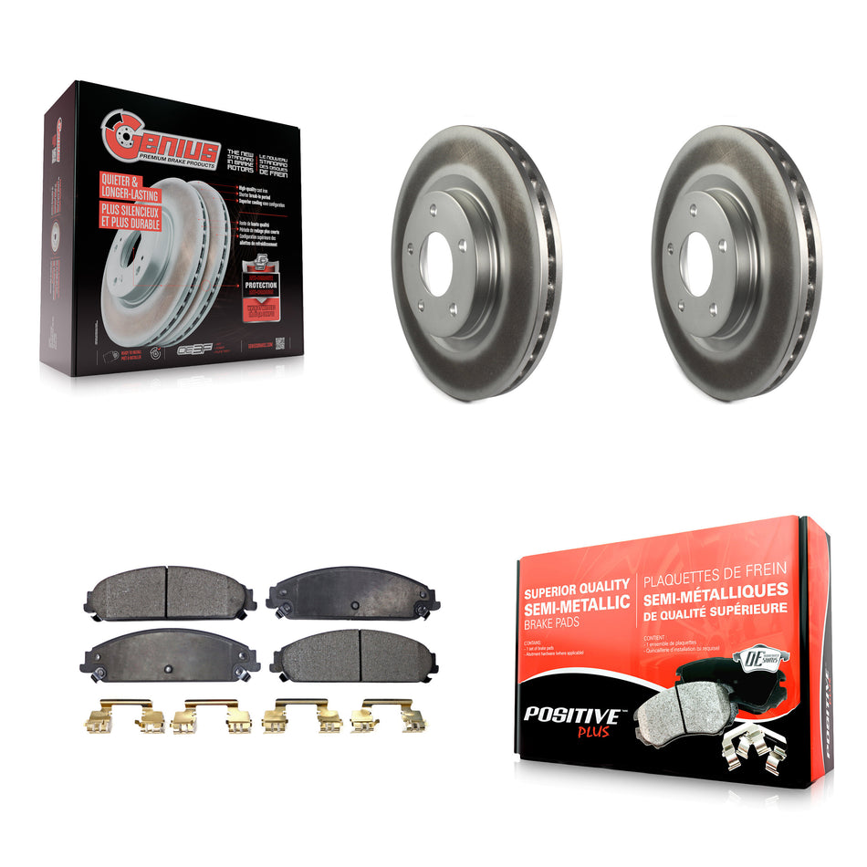 Front Coated Disc Brake Rotor And Semi-Metallic Pad Kit For 2008-2009 Dodge Caliber SRT-4 KGF-104144