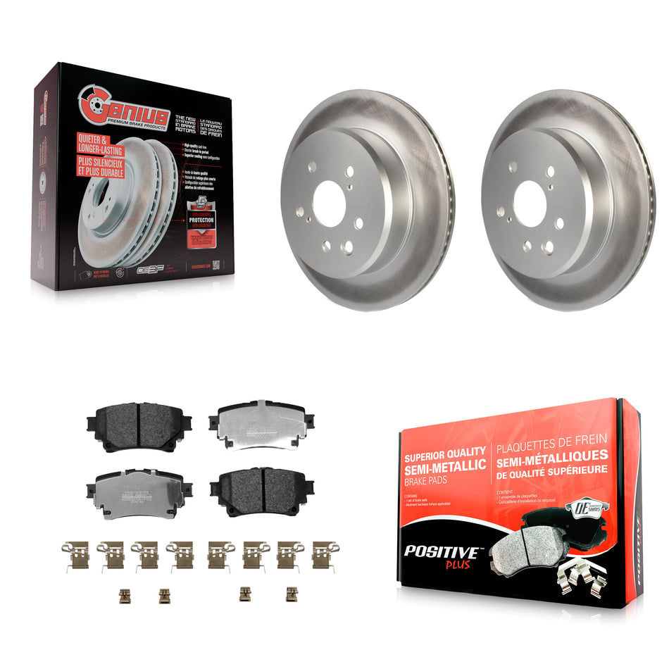 Rear Coated Disc Brake Rotors And Semi-Metallic Pads Kit For 2021 Lexus IS350 RC350 RC300 KGF-104153