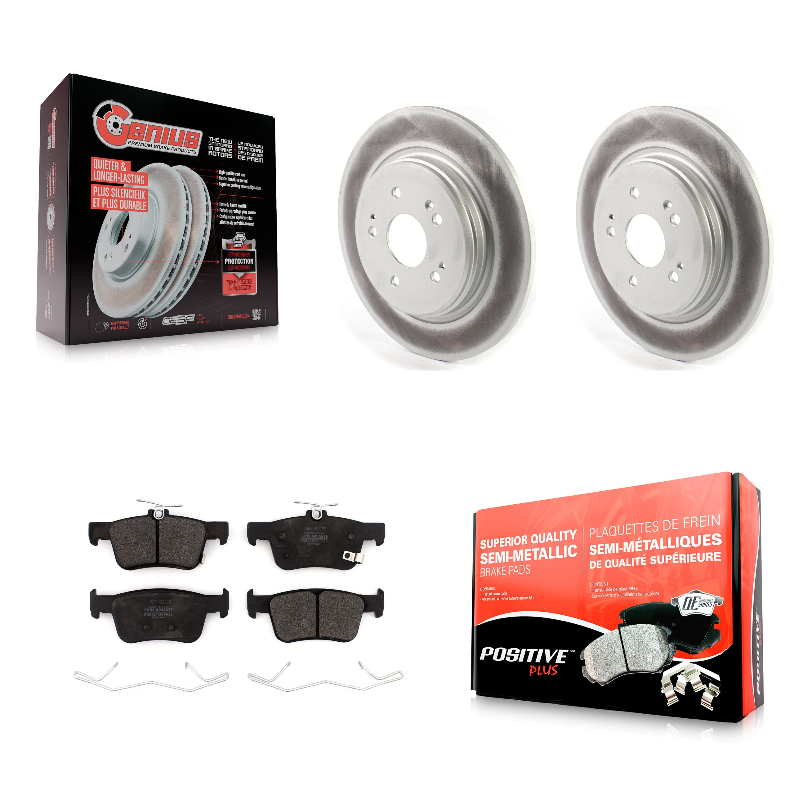 Rear Coated Disc Brake Rotors And Semi-Metallic Pads Kit For 2022-2024 Acura RDX KGF-104161