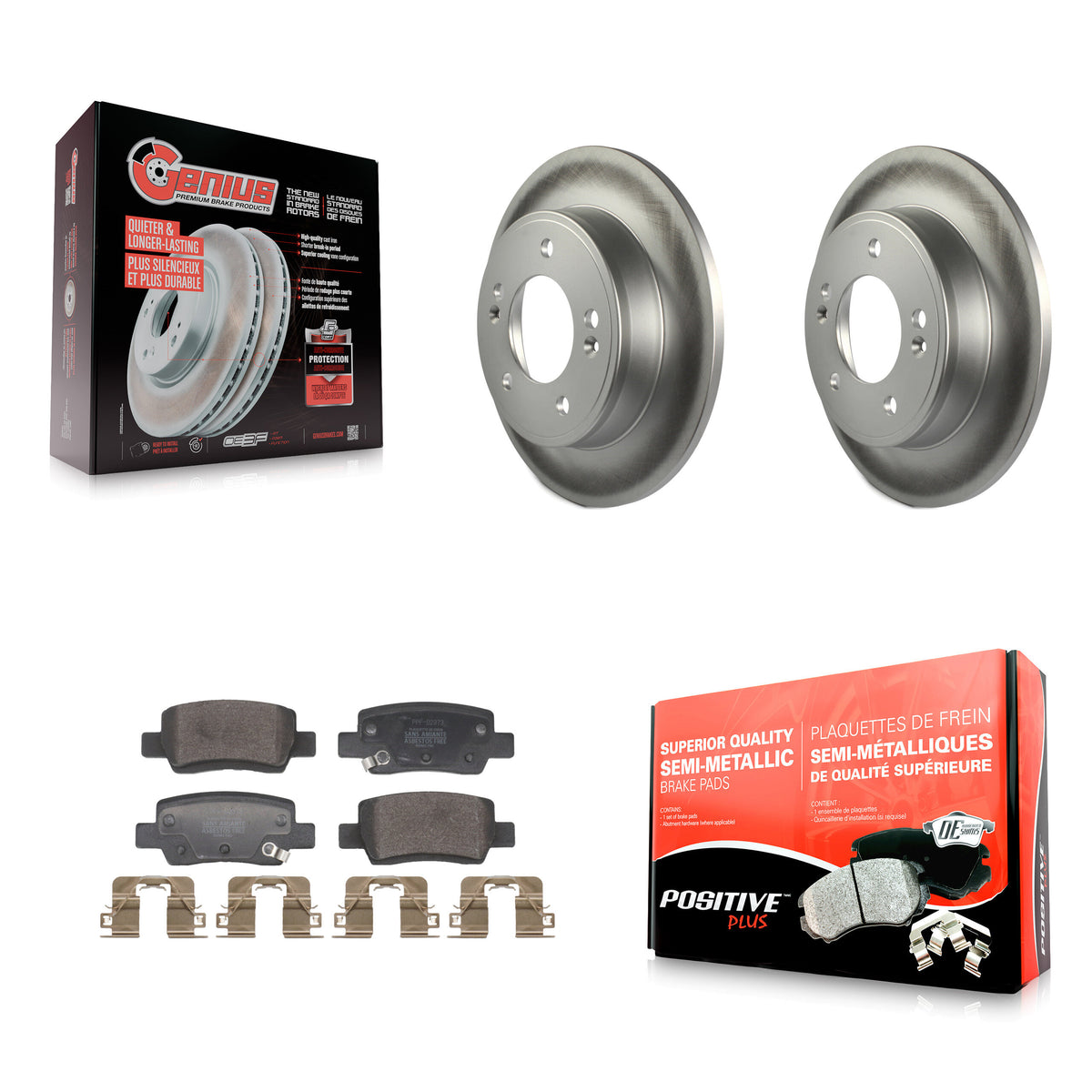 Rear Coat Brake Rotor Semi-Metallic Pad Kit For 2024 Kia Soul With Electric Parking KGF-104165