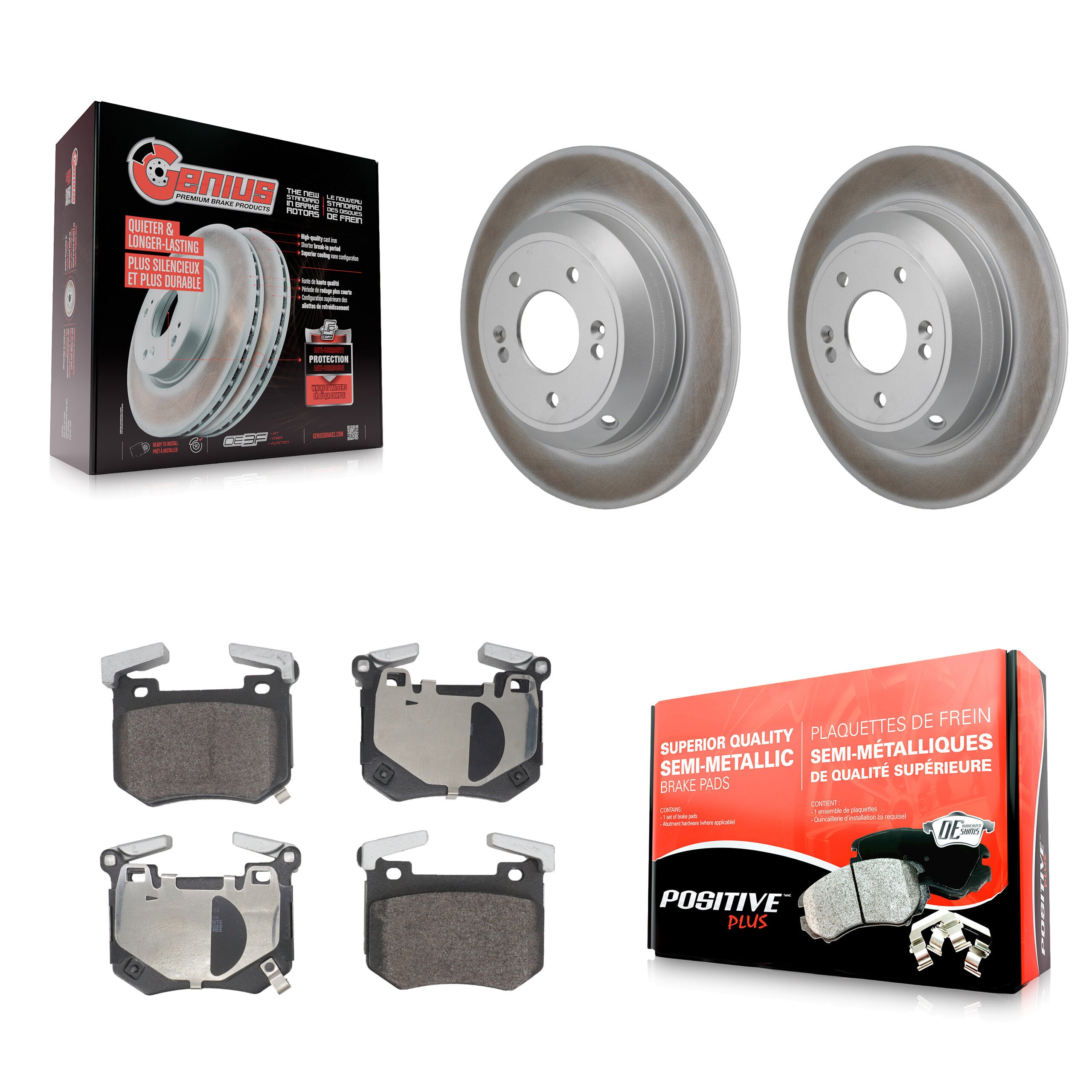 Rear Coat Brake Rotors Semi-Metallic Pad Kit For 2023 Genesis G70 2.0L With Brembo Brakes KGF-104168