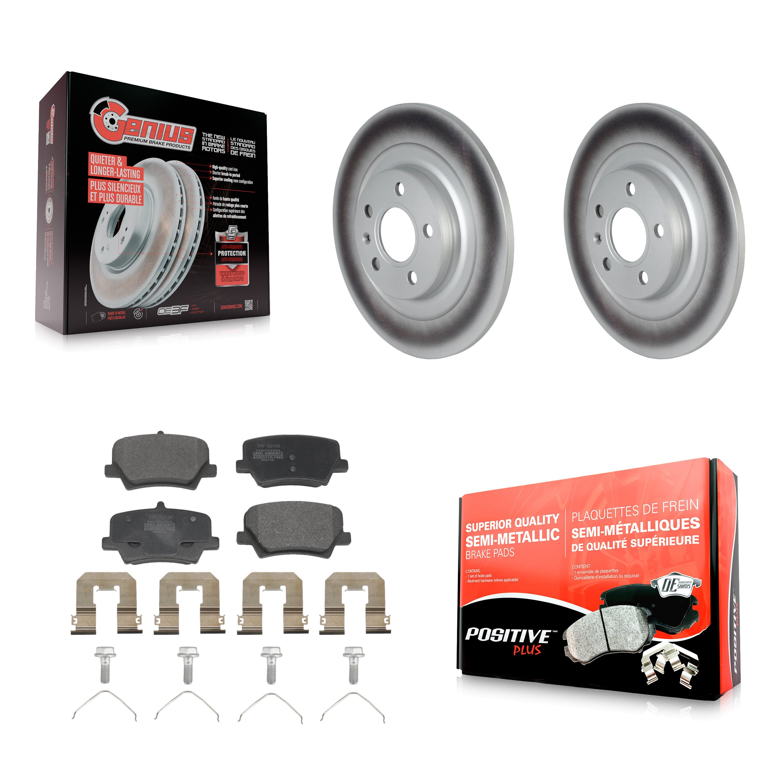 Rear Coat Brake Rotor Semi-Metallic Pad Kit For Volvo XC40 With 302mm Diameter KGF-104171