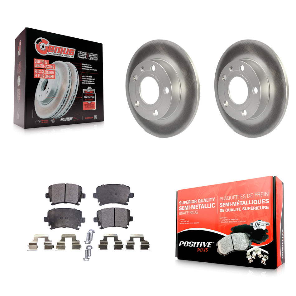 Rear Coat Brake Rotor Semi-Metallic Pad Kit For 06 Audi A4 With 245mm Diameter KGF-104174