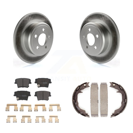 Rear Disc Coated Rotors Semi-Metallic Pads And Parking Brake Shoes Kit For Dodge Avenger KGF-104176
