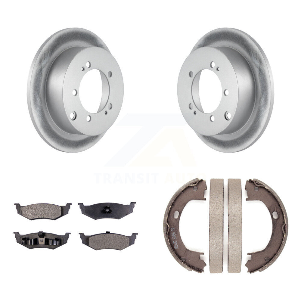 Rear Disc Coated Rotors Semi-Metallic Pads And Parking Brake Shoes Kit For Dodge Stratus KGF-104183