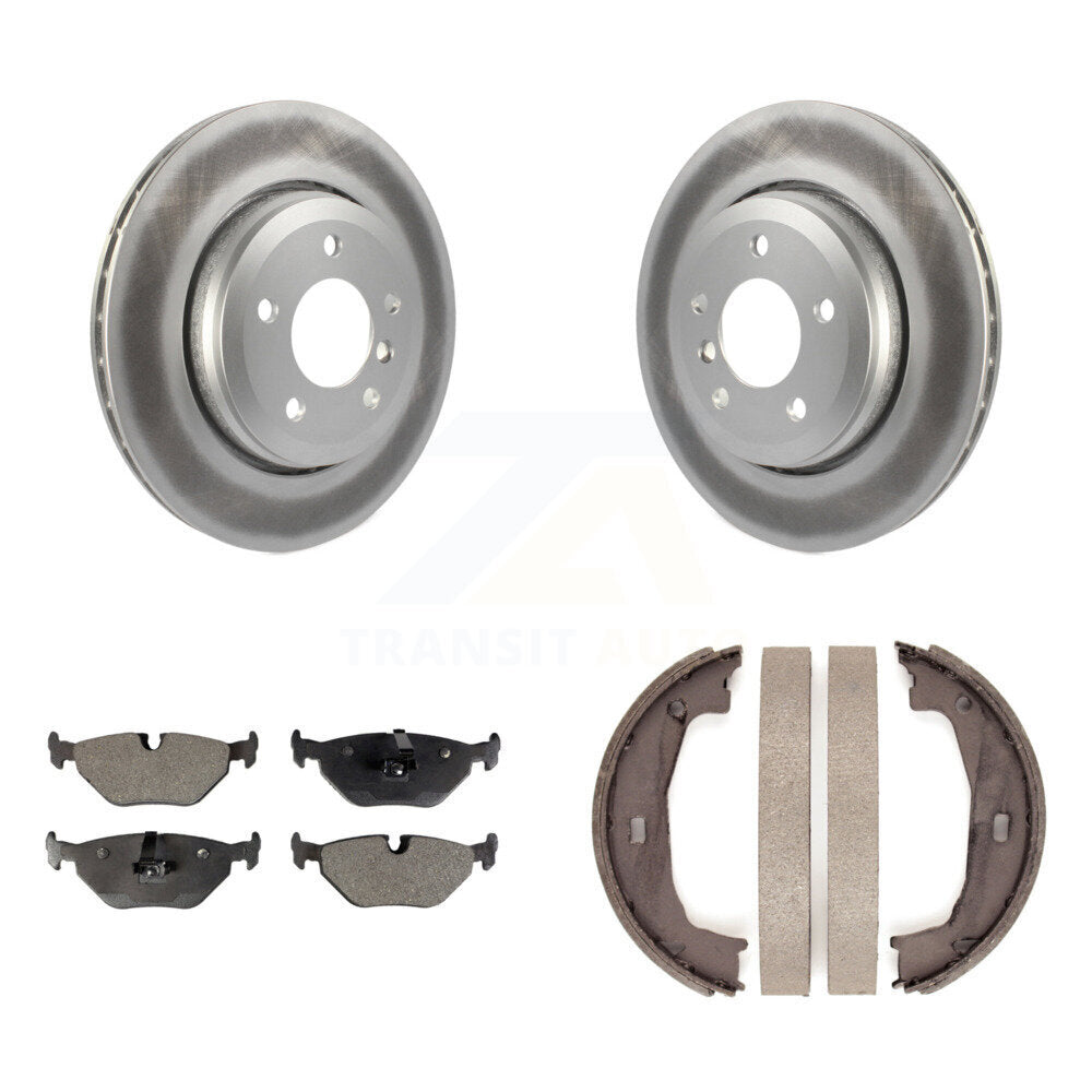 Rear Disc Coated Rotors Semi-Metallic Pads And Parking Brake Shoes Kit For BMW 320i KGF-104186