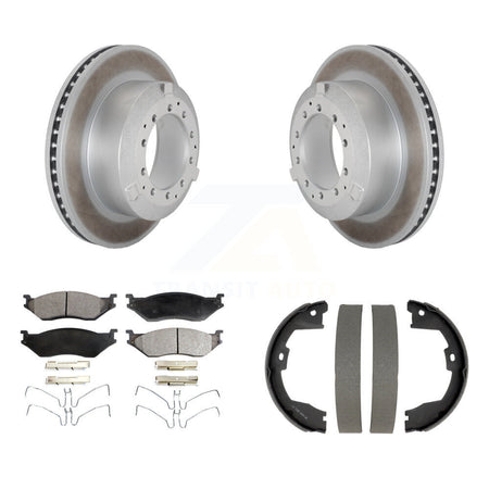 Rear Disc Coated Rotors Semi-Metallic Pads & Parking Shoes Kit For Ford F-450 Super Duty KGF-104190