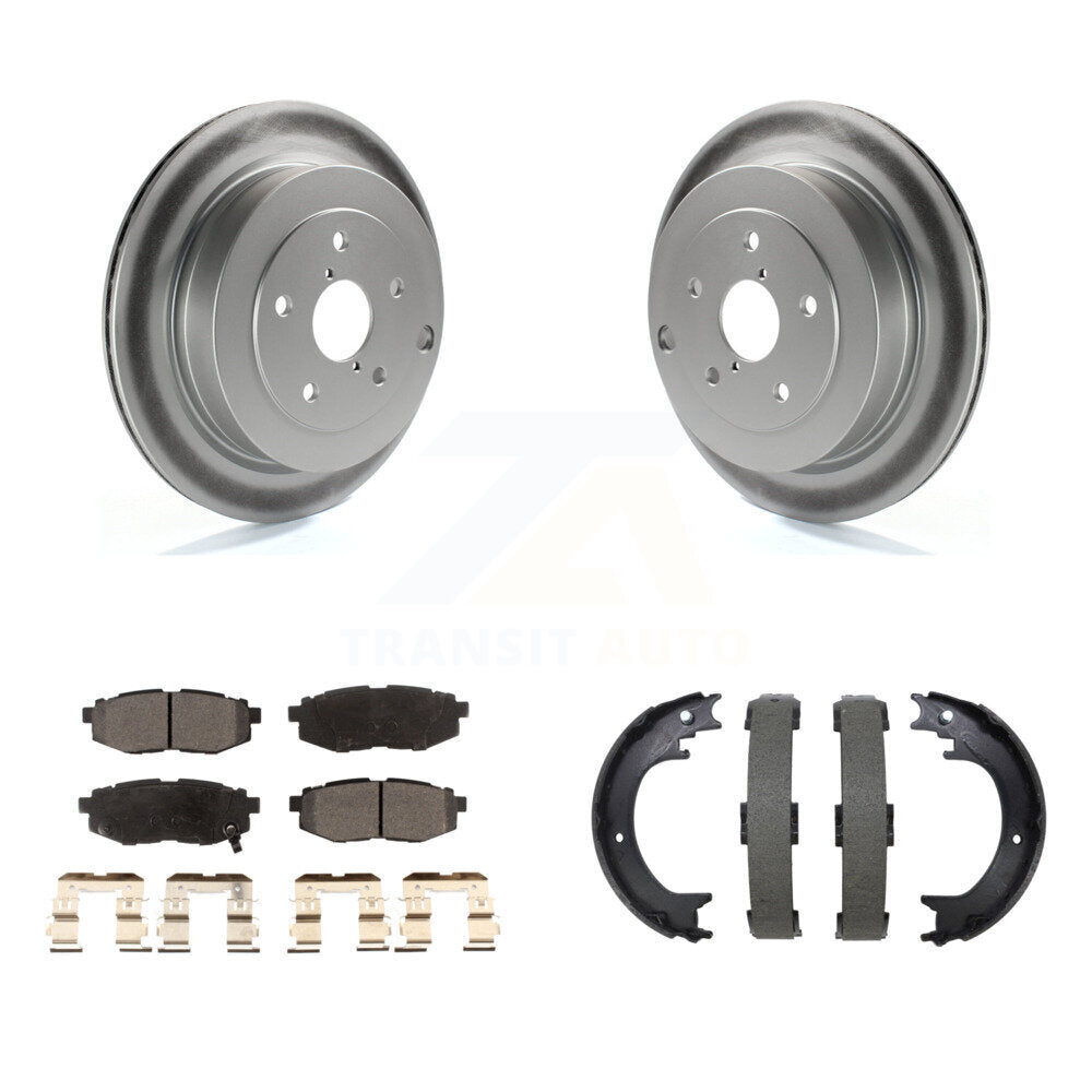 Rear Disc Coated Rotors Semi-Metallic Pads Parking Brake Shoes Kit For Subaru Tribeca B9 KGF-104193