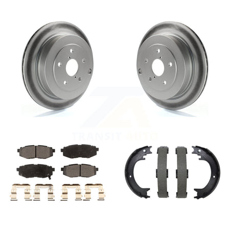 Rear Disc Coated Rotors Semi-Metallic Pads Parking Brake Shoes Kit For Subaru Tribeca B9 KGF-104193