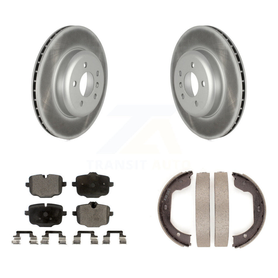 Rear Disc Coated Rotors Semi-Metallic Pads And Parking Shoes Kit For 2011 BMW 550i xDrive KGF-104195