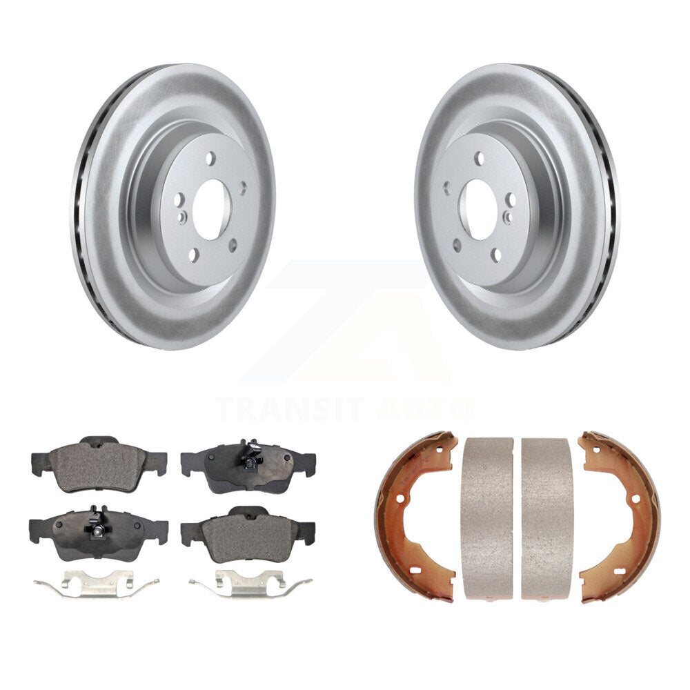 Rear Disc Coated Rotors Semi-Metallic Pads And Parking Shoes Kit For Mercedes-Benz SL550 KGF-104197