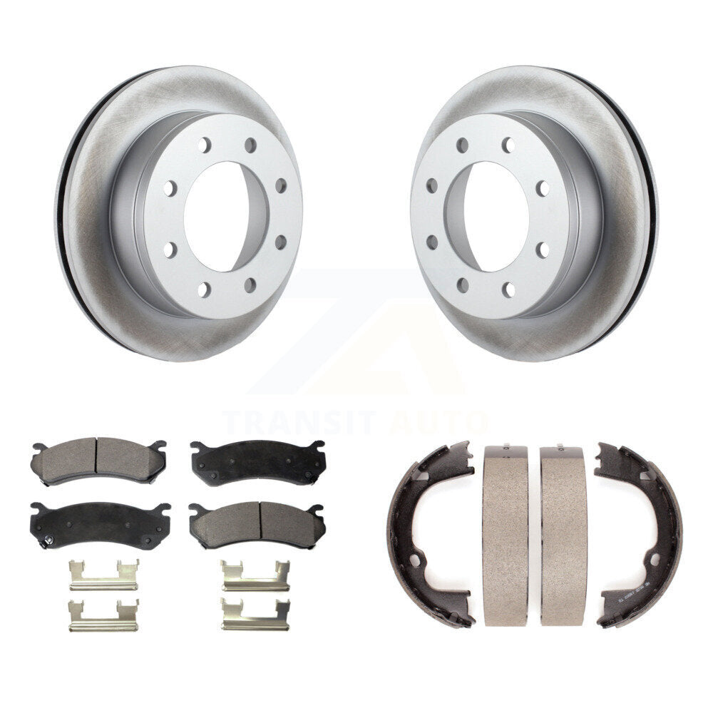Rear Disc Coated Rotors Semi-Metallic Pads And Parking Shoes Kit For 2008-2009 Hummer H2 KGF-104200