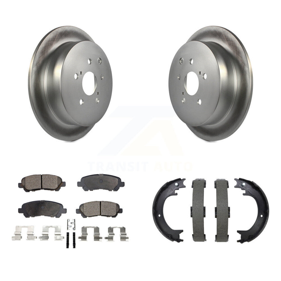Rear Disc Coated Rotors Semi-Metallic Pads Parking Brake Shoes Kit For Toyota Highlander KGF-104204
