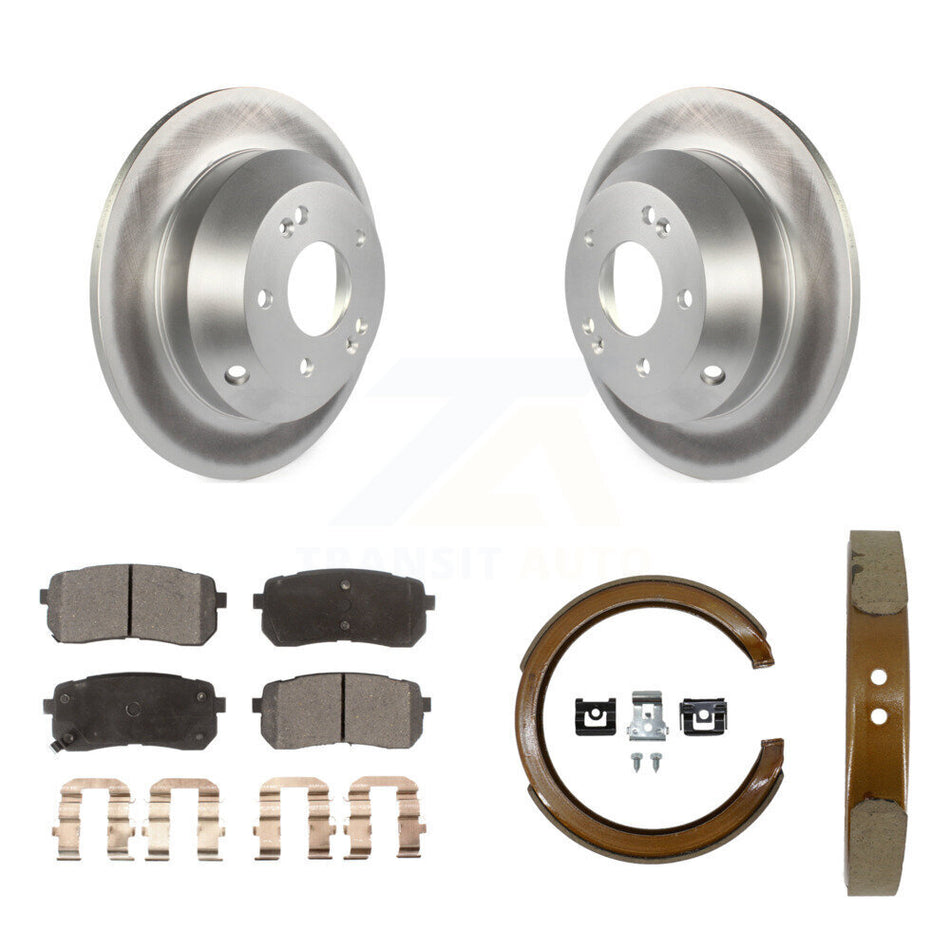 Rear Disc Coated Rotors Semi-Metallic Pads And Parking Brake Shoes Kit For Kia Sedona KGF-104207