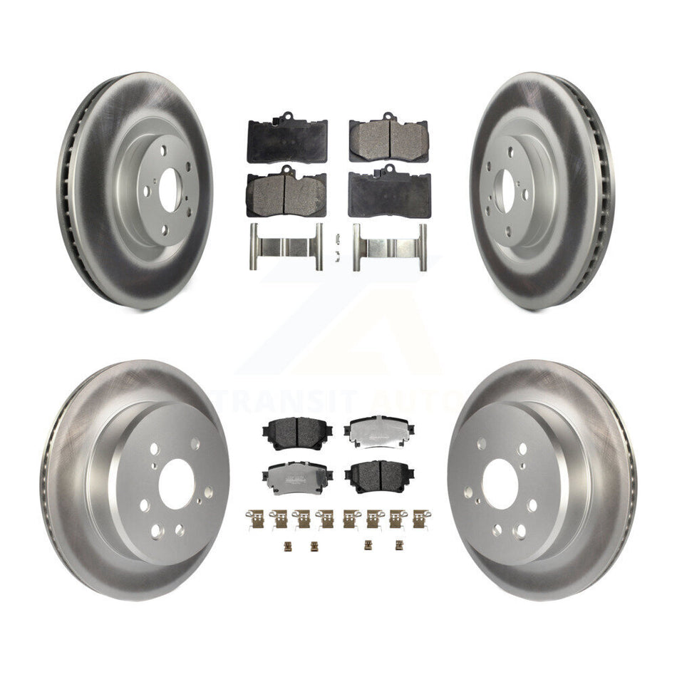 Front Rear Coated Brake Rotor Semi-Metallic Pad Kit (6Pc) For 2021 Lexus IS350 RC350 Base KGF-104210