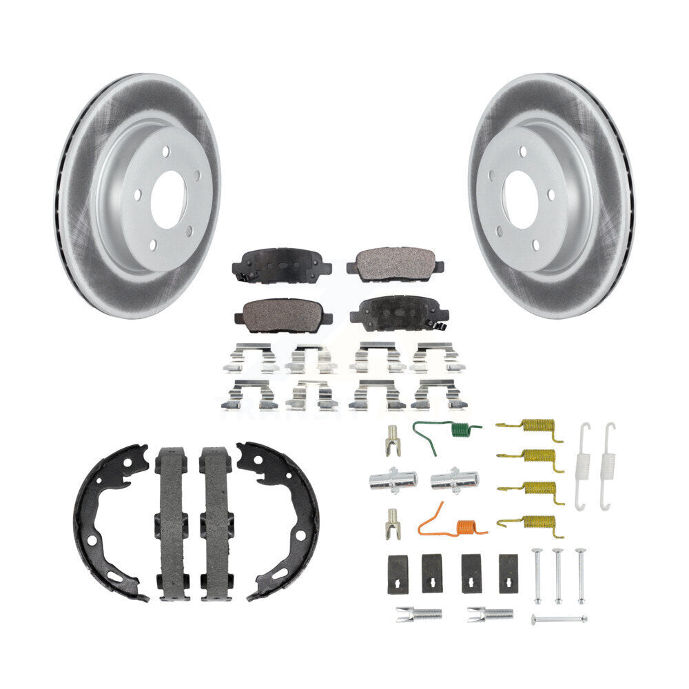 Rear Disc Coated Rotors Semi-Metallic Pads Parking Brake Shoes And Hardware Kit For KGF-104213