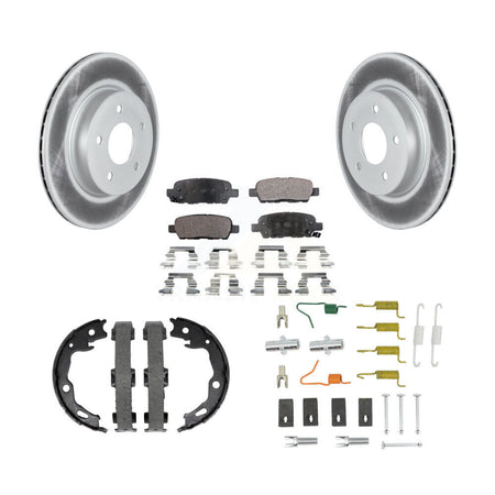 Rear Disc Coated Rotors Semi-Metallic Pads Parking Brake Shoes And Hardware Kit For KGF-104213