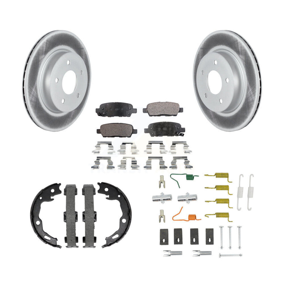 Rear Disc Coated Rotors Semi-Metallic Pads Parking Brake Shoes And Hardware Kit For KGF-104213