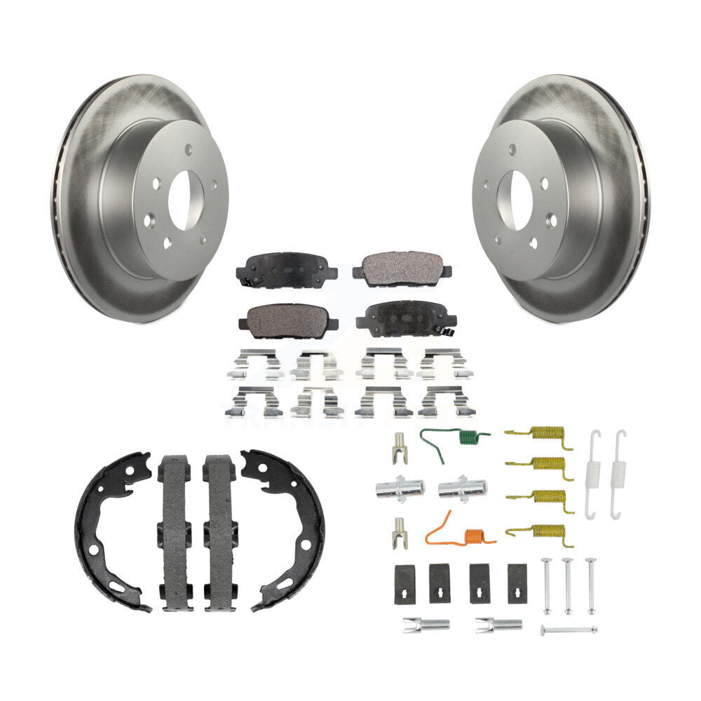 Rear Disc Coated Rotors Semi-Metallic Pads Parking Brake Shoes And Hardware Kit For KGF-104214