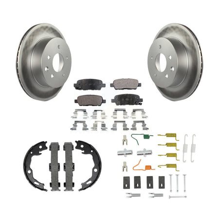 Rear Disc Coated Rotors Semi-Metallic Pads Parking Brake Shoes And Hardware Kit For KGF-104214