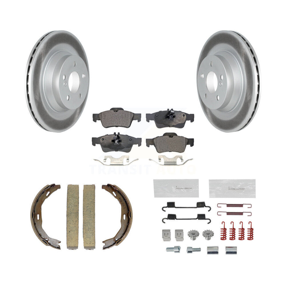 Rear Disc Coated Rotors Semi-Metallic Pads Parking Brake Shoes And Hardware Kit For KGF-104215