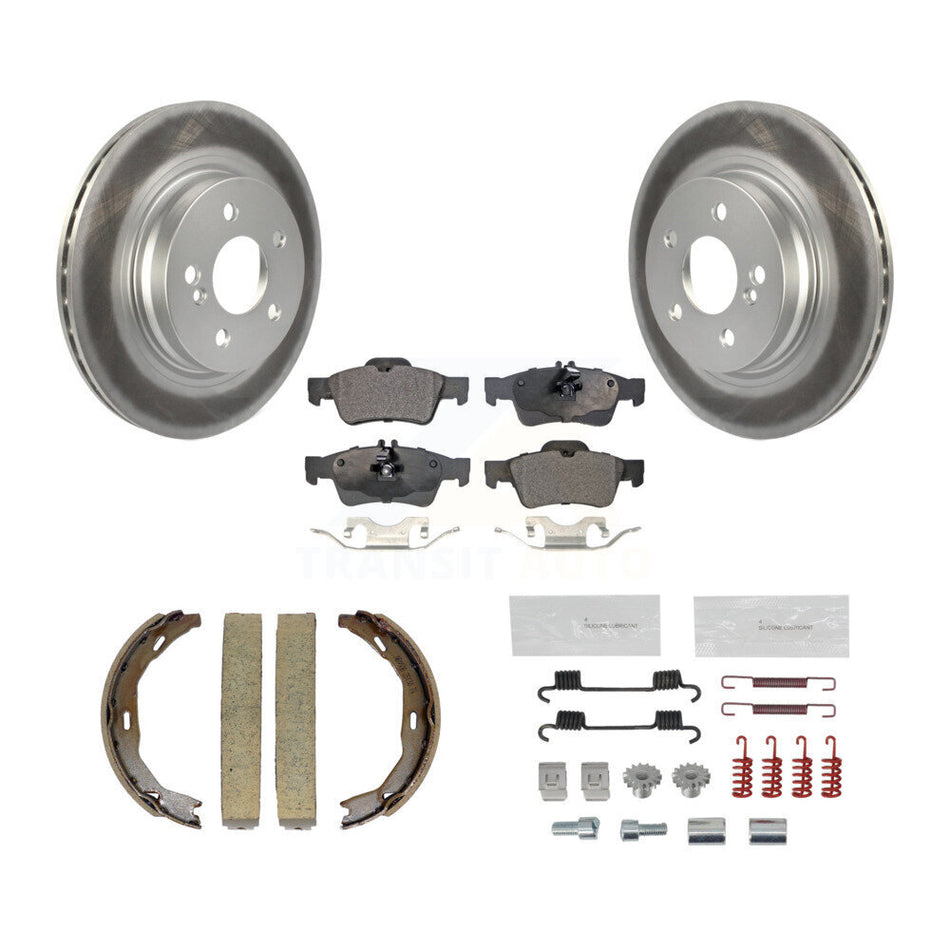 Rear Disc Coated Rotors Semi-Metallic Pads Parking Brake Shoes And Hardware Kit For KGF-104216