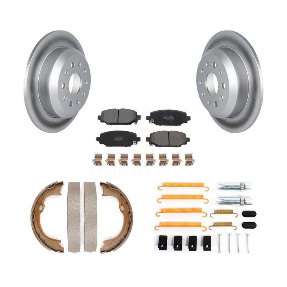 Rear Disc Coated Rotors Semi-Metallic Pads Parking Shoes & Hardware Kit For Jeep Wrangler KGF-104239