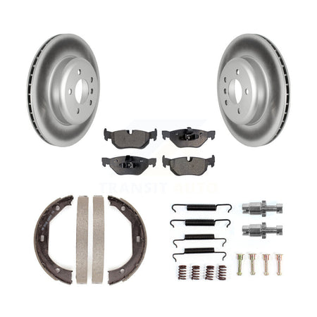Rear Disc Coated Rotors Semi-Metallic Pads Parking Shoes Hardware Kit For BMW 328i xDrive KGF-104249