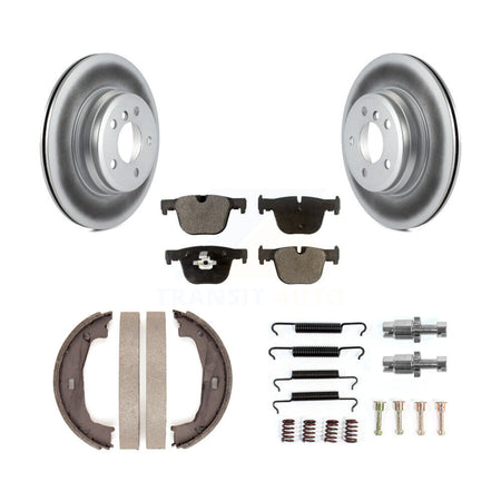 Rear Disc Coated Rotors Semi-Metallic Pads Parking Shoes Hardware Kit For BMW 428i xDrive KGF-104253
