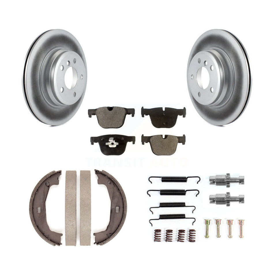 Rear Disc Coated Rotors Semi-Metallic Pads Parking Shoes Hardware Kit For BMW 428i xDrive KGF-104253