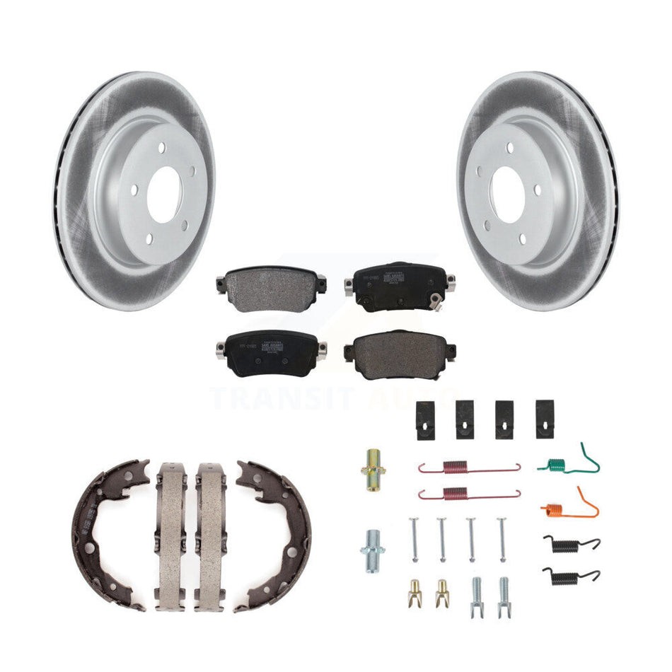 Rear Disc Coated Rotors Semi-Metallic Pads Parking Shoes And Hardware Kit For Nissan LEAF KGF-104256