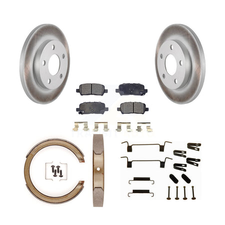 Rear Disc Coated Rotors Semi-Metallic Pads Parking Shoes Hardware Kit For Buick LaCrosse KGF-104263