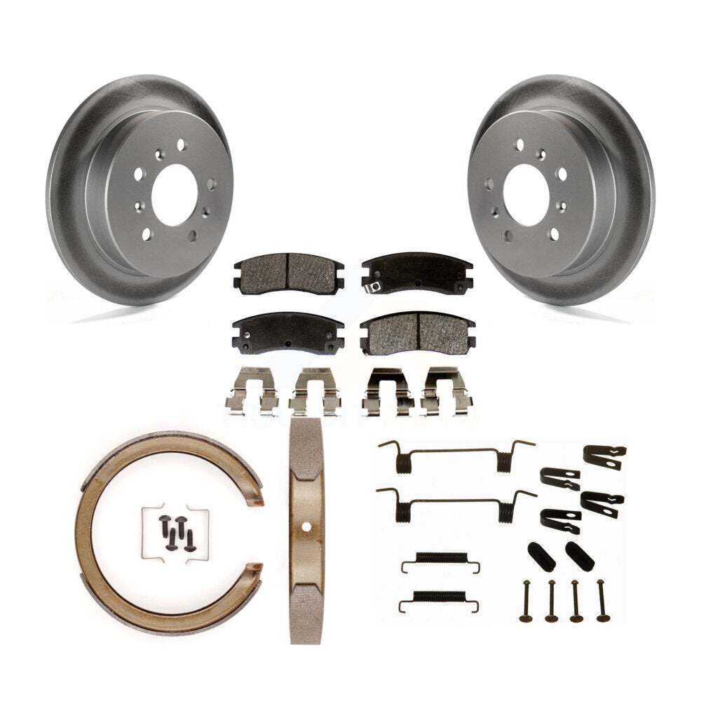 Rear Disc Coated Rotors Semi-Metallic Pads Parking Shoes Hardware Kit For Buick LaCrosse KGF-104264