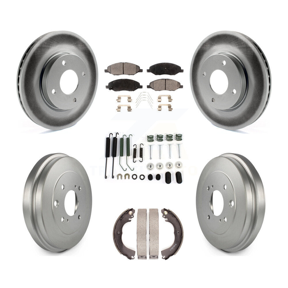 Front Rear Coat Brake Rotor Semi-Metallic Pad Drum Kit (7Pc) For Nissan Versa 4-Wheel ABS KGF-104275