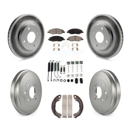 Front Rear Coat Brake Rotor Semi-Metallic Pad Drum Kit (7Pc) For Nissan Versa 4-Wheel ABS KGF-104275