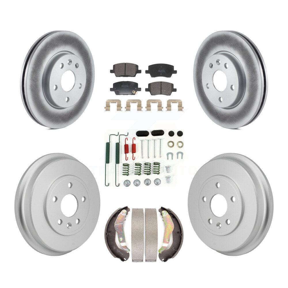 Front Rear Coated Brake Rotor Semi-Metallic Pad & Drum Kit (7Pc) For 2018 Chevrolet Sonic KGF-104276