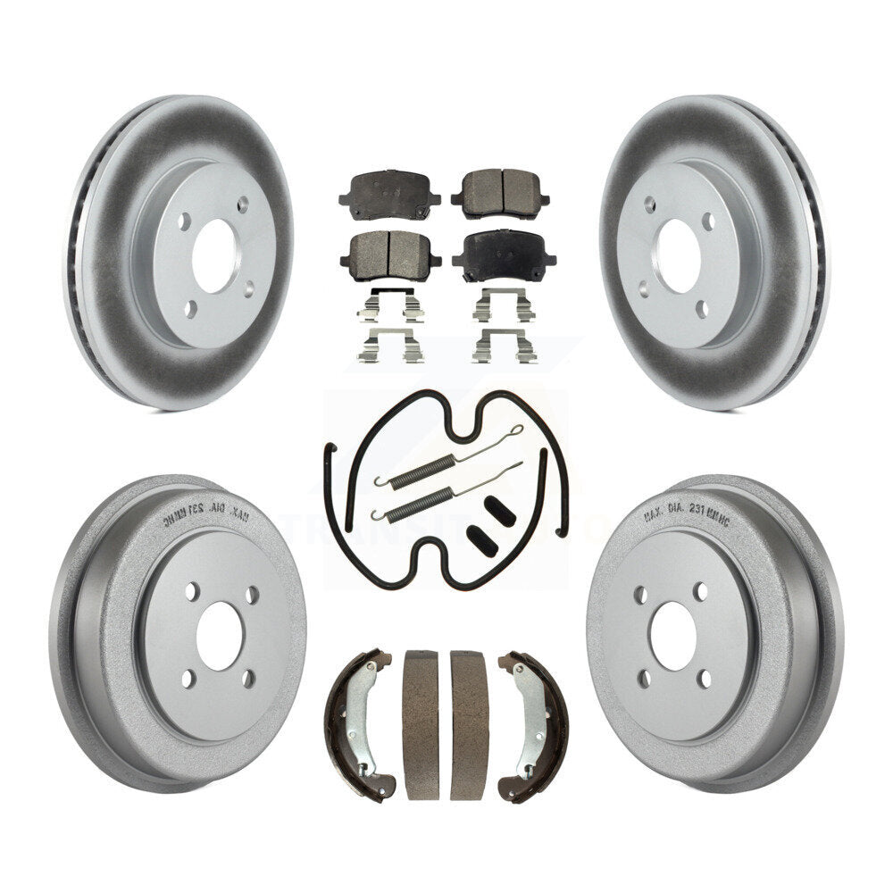 Front Rear Coated Disc Brake Rotors Semi-Metallic Pads And Drum Kit (7Pc) For Pontiac G5 KGF-104279